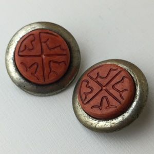 Vintage 70’s 80’s Burnt Orange Clip On Earrings